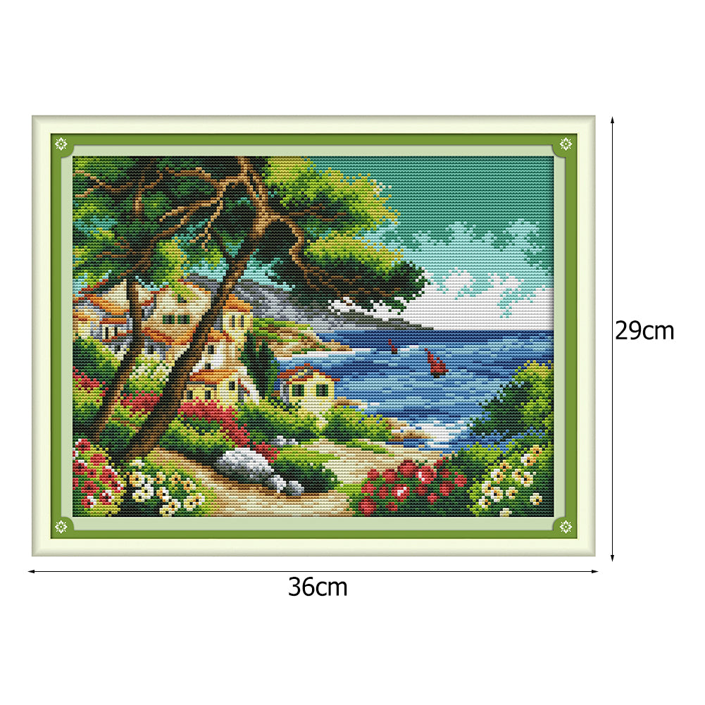 Seaside- 14CT Stamped Cross Stitch 36*29CM