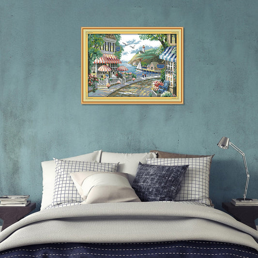Seaside Cafe - 14CT Stamped Cross Stitch 44*33CM