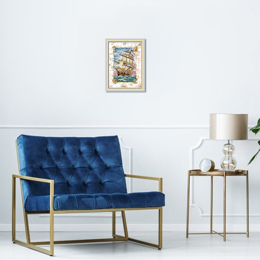 Ship - 14CT Stamped Cross Stitch 31*22CM