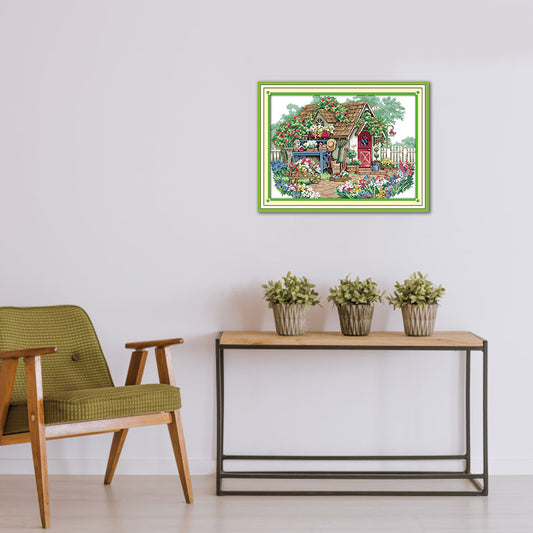 Flower Cottage - 14CT Stamped Cross Stitch 44*33CM