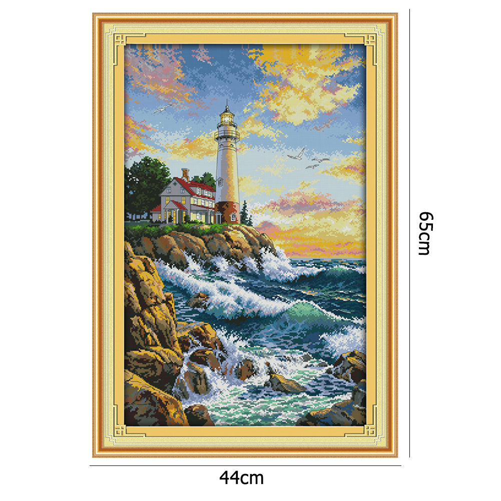 Lighthouse Sea - 14CT Stamped Cross Stitch 65*44CM