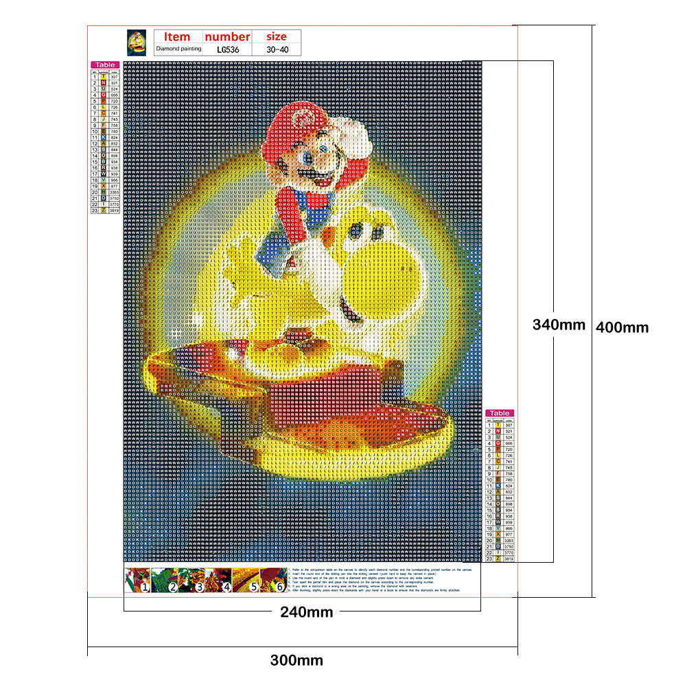 Characters Mario - Full Round Drill Diamond Painting 30*40CM