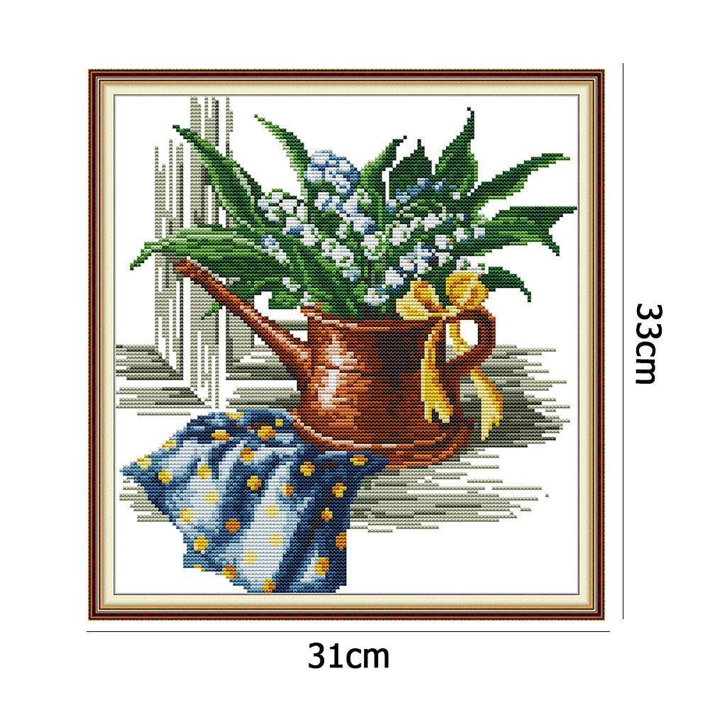 Green Plants - 14CT Stamped Cross Stitch 33*31CM