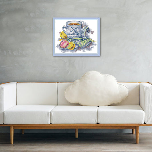 Holland Teacup - 14CT Stamped Cross Stitch 27*21CM