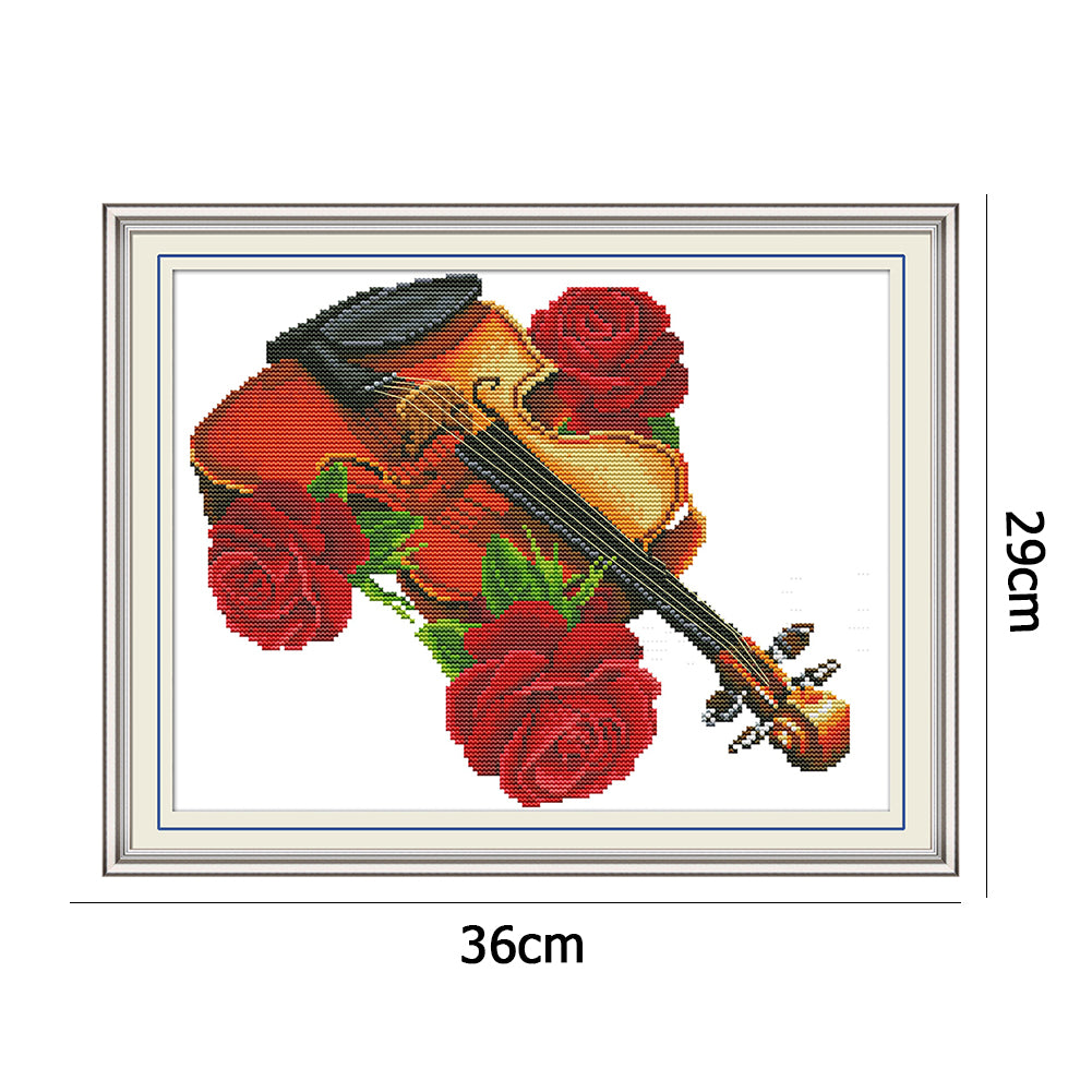 Violin - 14CT Stamped Cross Stitch 36*29CM