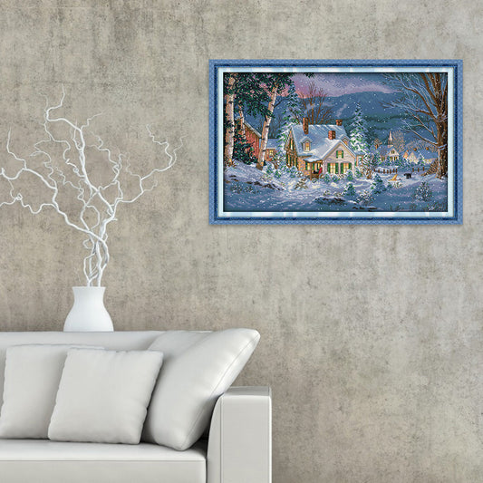 Snow Night - 14CT Stamped Cross Stitch 55*37CM