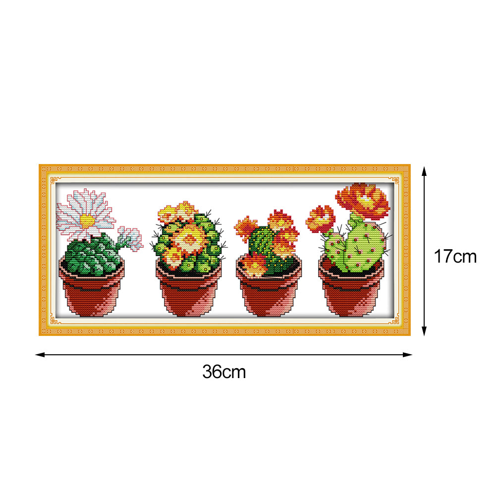 Cactus - 14CT Stamped Cross Stitch 36*17CM