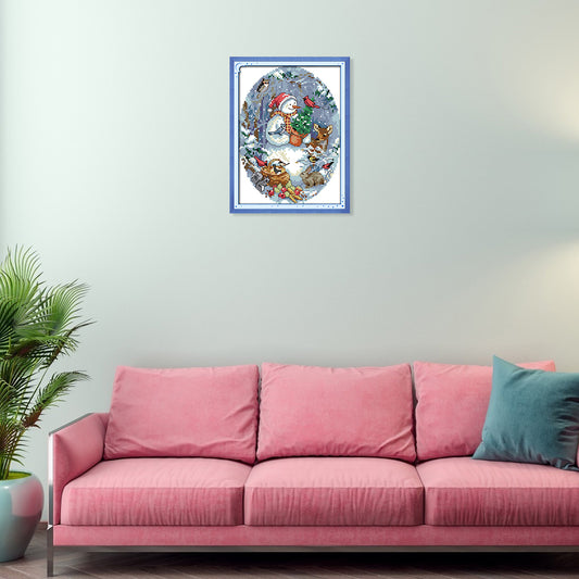 Snowman Friends - 14CT Stamped Cross Stitch 22*18CM