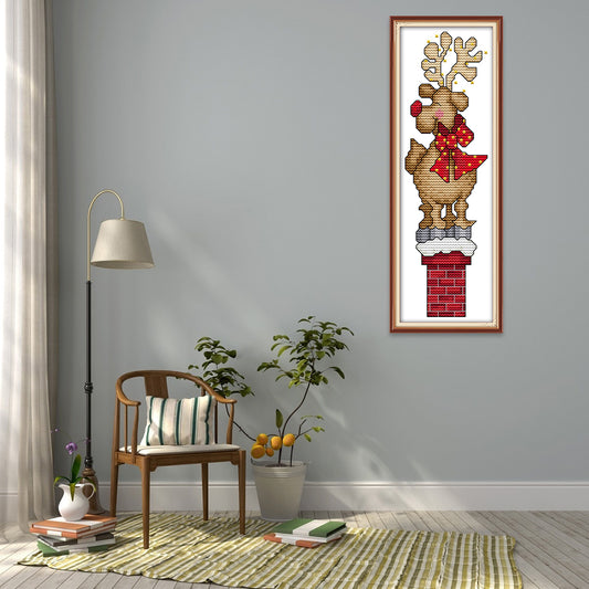 Christmas Deer - 14CT Stamped Cross Stitch 9*27CM