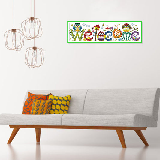 Welcome Board - 14CT Stamped Cross Stitch 58*17CM