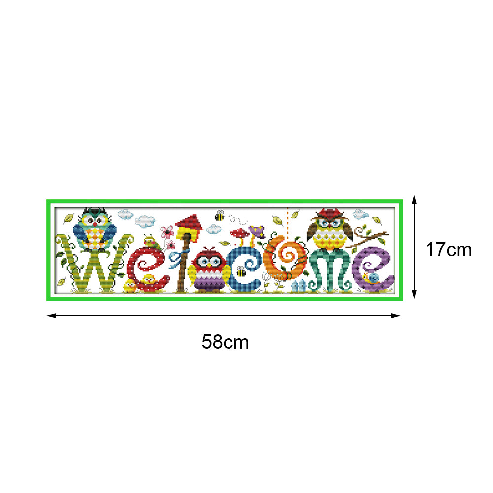 Welcome Board - 14CT Stamped Cross Stitch 58*17CM