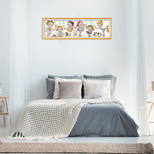 Ballet School- 14CT Stamped Cross Stitch 55*17CM