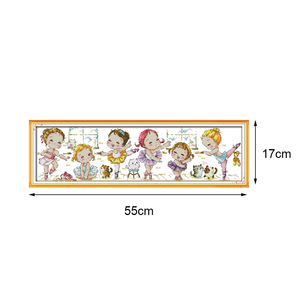 Ballet School- 14CT Stamped Cross Stitch 55*17CM