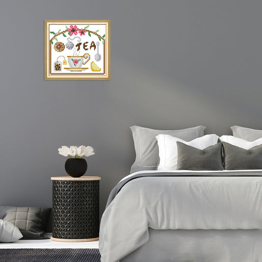 Tea Time- 14CT Stamped Cross Stitch 17*16CM