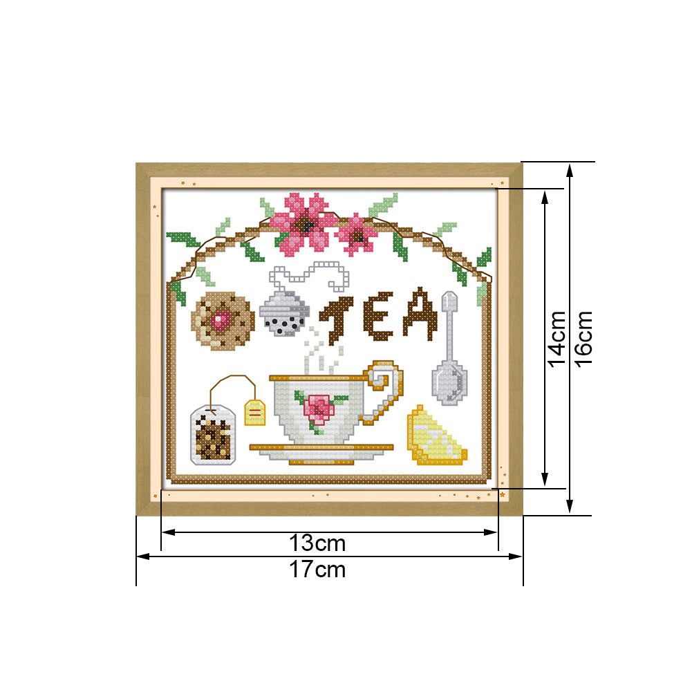 Tea Time- 14CT Stamped Cross Stitch 17*16CM
