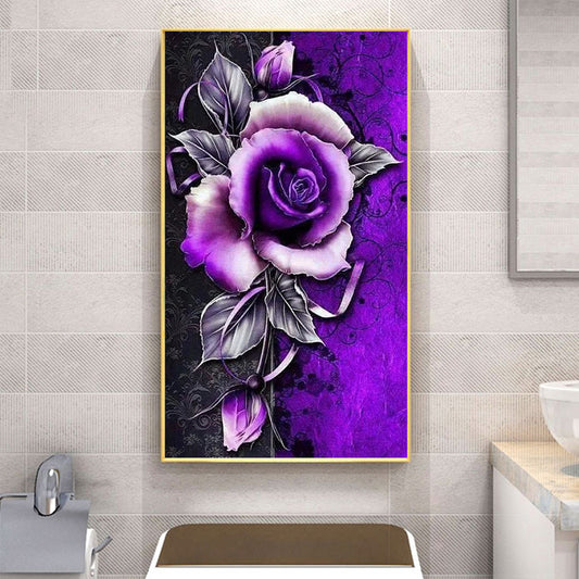Purple Flowers - Full Round Drill Diamond Painting 45*85CM