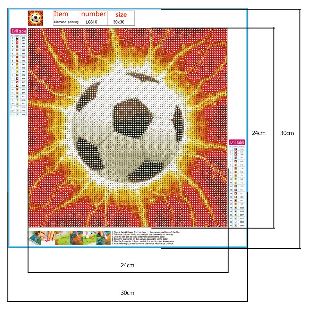 Shining Football - Full Round Drill Diamond Painting 30*30CM