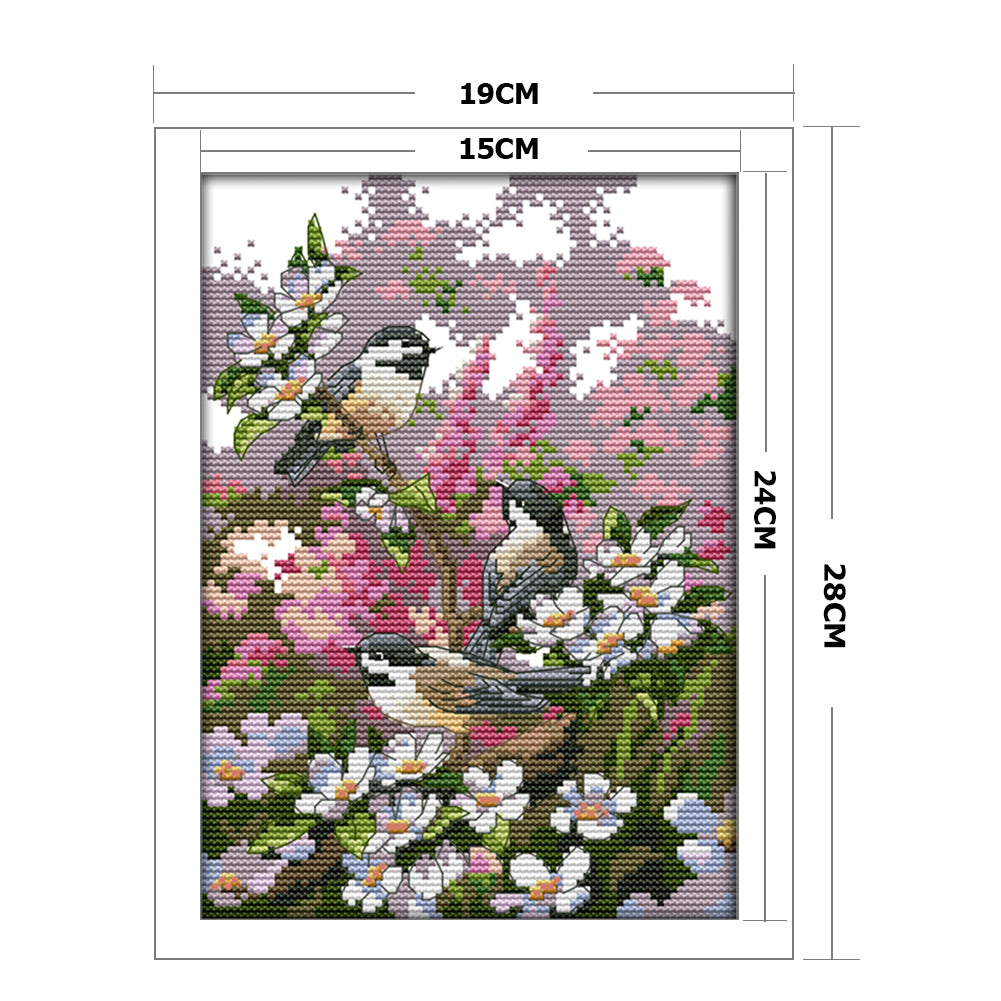 Birds - 14CT Stamped Cross Stitch 19*28CM