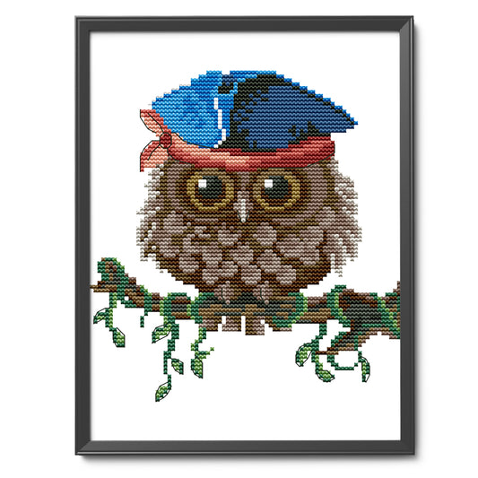 Owl - 14CT Stamped Cross Stitch 19*22CM