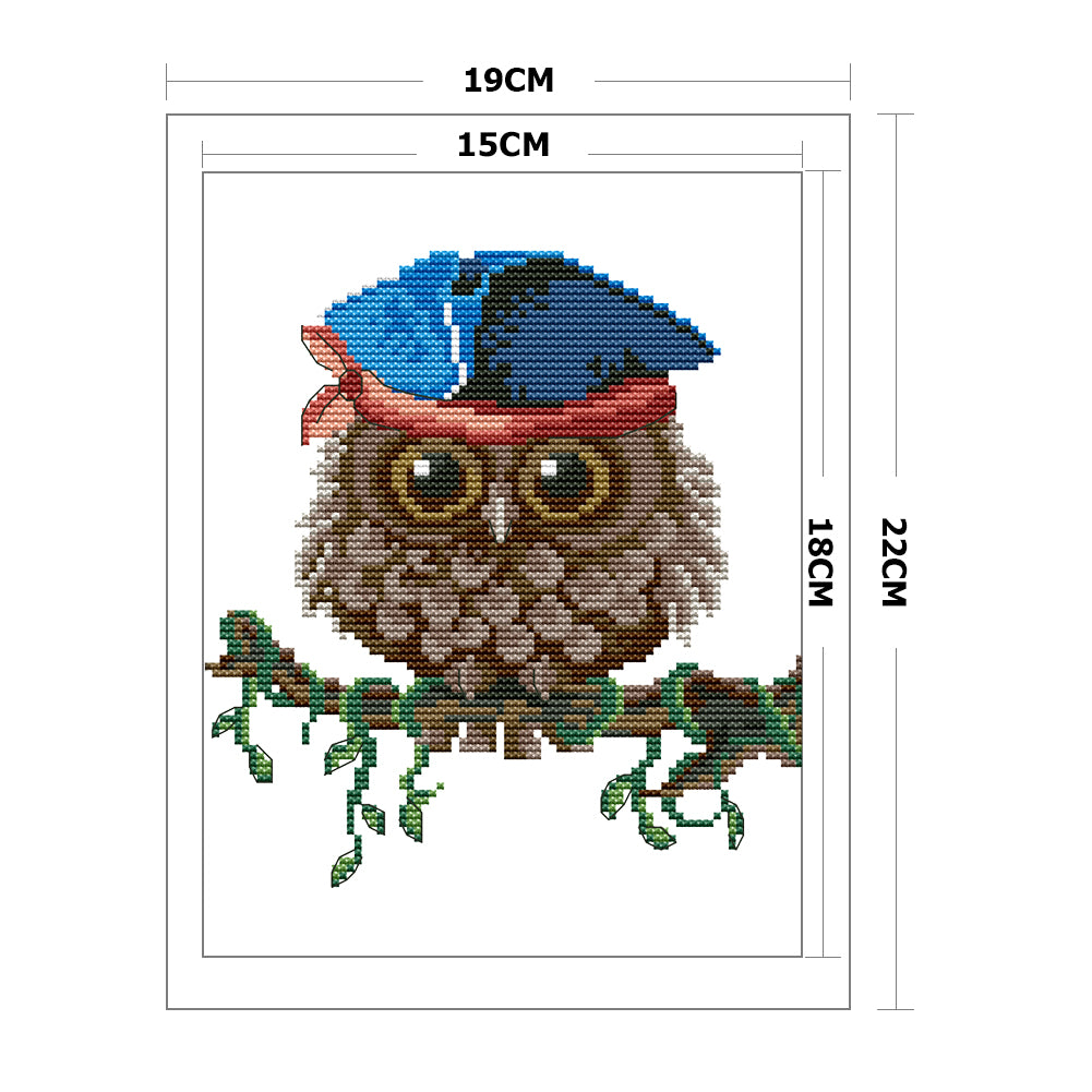 Owl - 14CT Stamped Cross Stitch 19*22CM