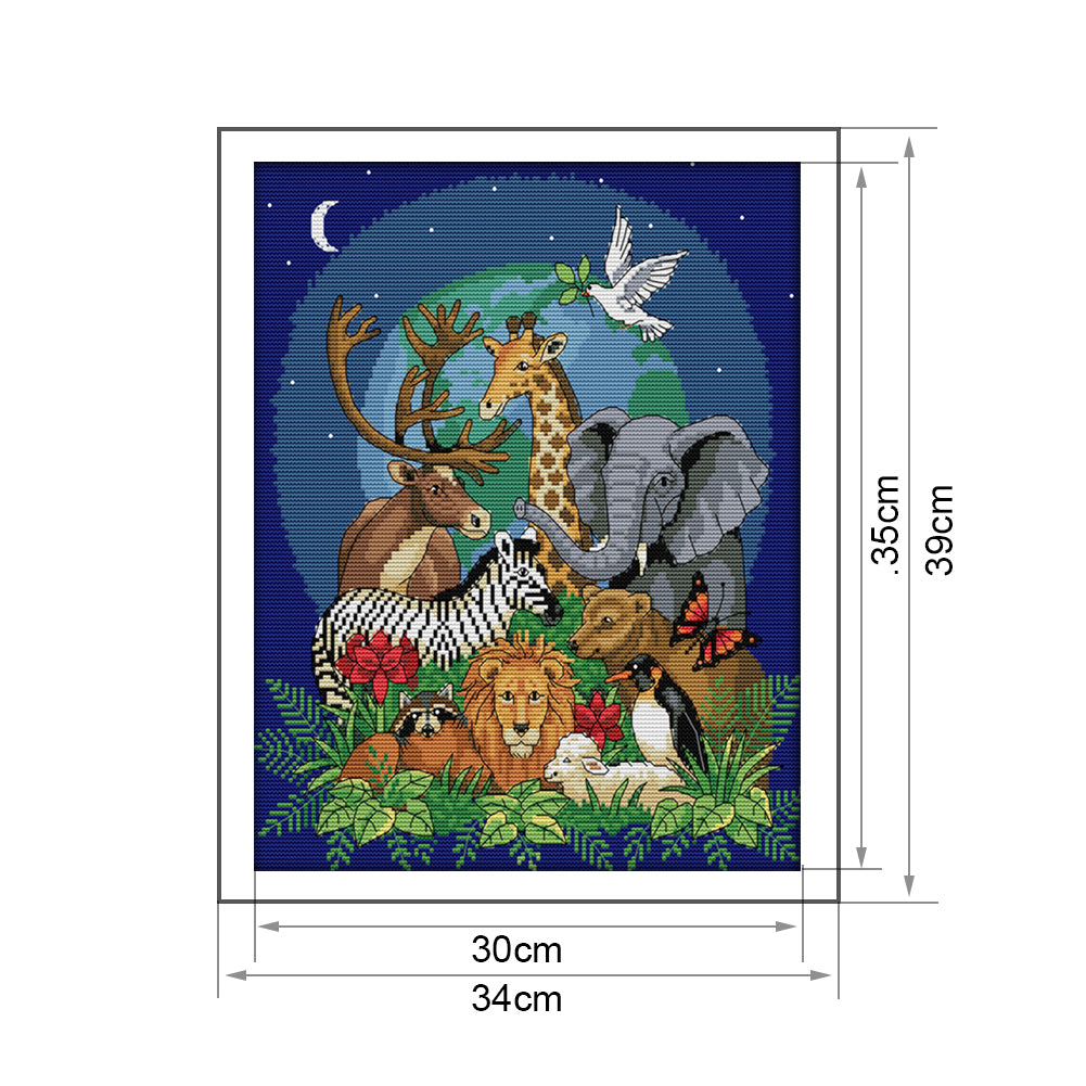 Cat - 14CT Stamped Cross Stitch 34*39CM