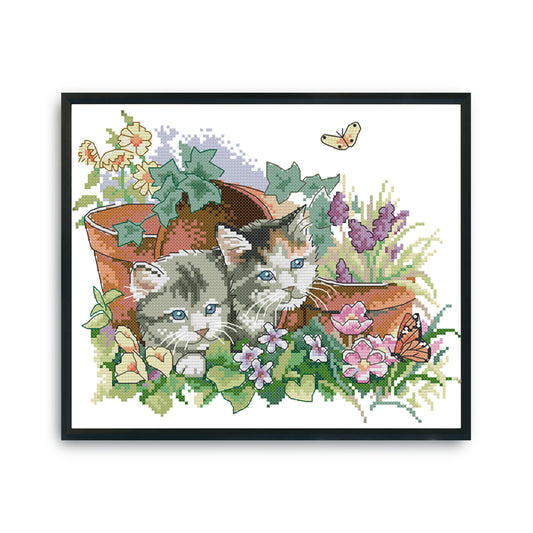 Kitties - 14CT Stamped Cross Stitch 31*26CM