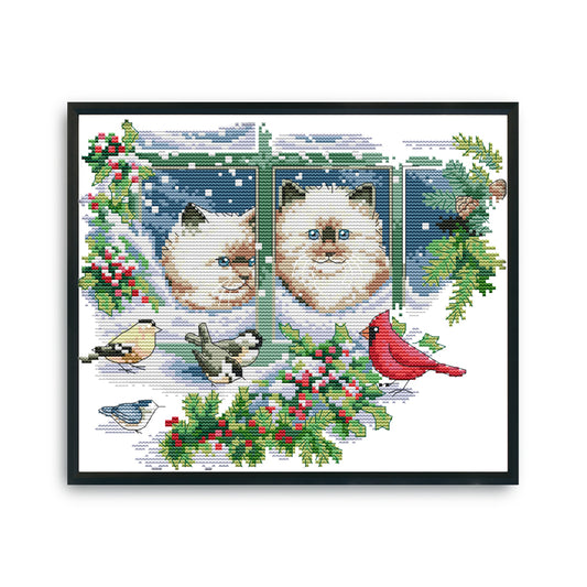Kitties - 14CT Stamped Cross Stitch 31*27CM