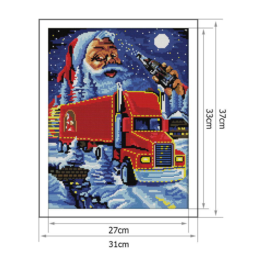 Car- 14CT Stamped Cross Stitch 31*37CM
