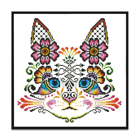 Charming Cat - 14CT Stamped Cross Stitch 30*30CM