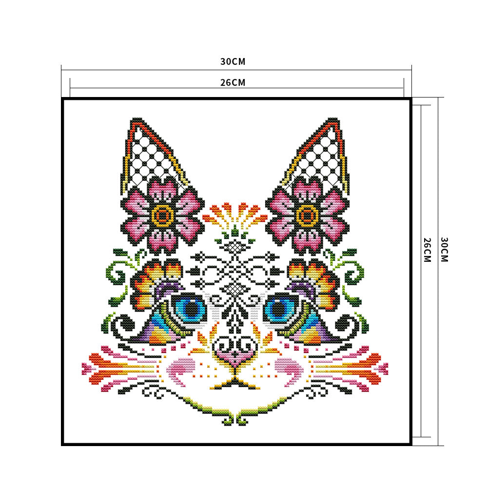 Charming Cat - 14CT Stamped Cross Stitch 30*30CM