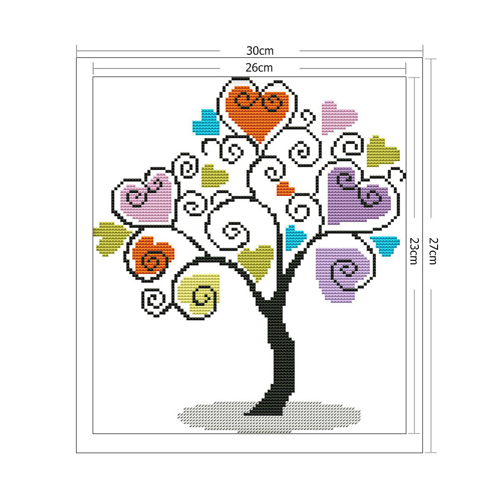 Heart Tree- 14CT Stamped Cross Stitch 30*27CM