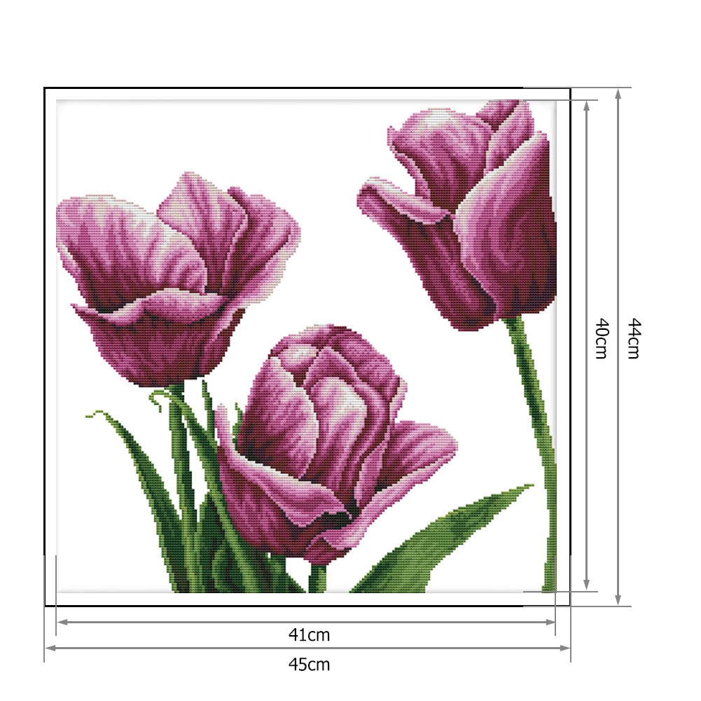 Flower- 14CT Stamped Cross Stitch 45*44CM