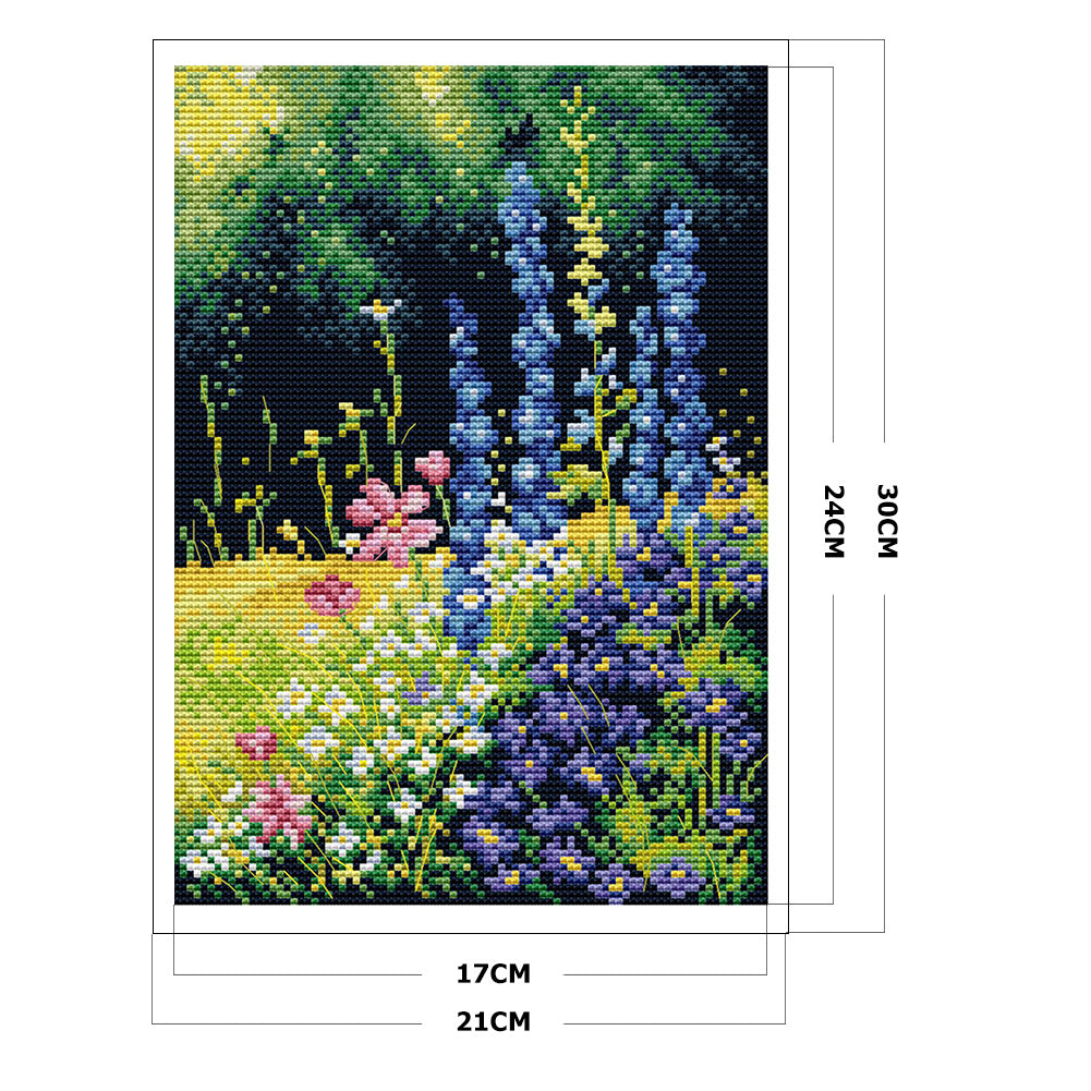 Mountain Flower - 14CT Stamped Cross Stitch 30*21CM