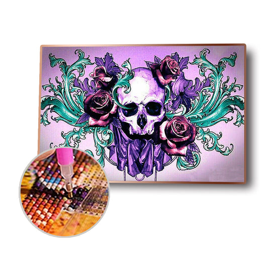 Skull Flower - Full Round Drill Diamond Painting 30*40CM