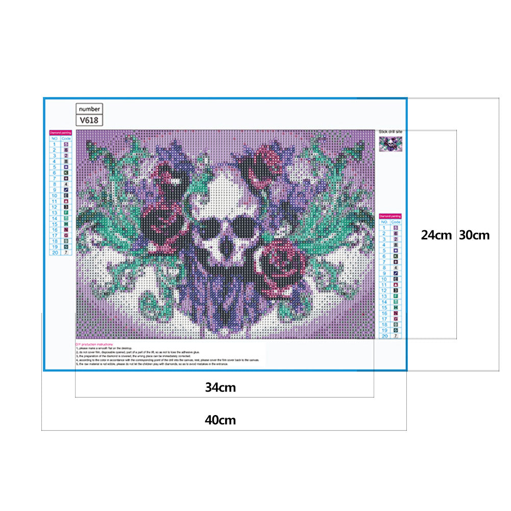 Skull Flower - Full Round Drill Diamond Painting 30*40CM