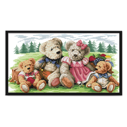 Bear Family - 14CT Stamped Cross Stitch 52*31CM