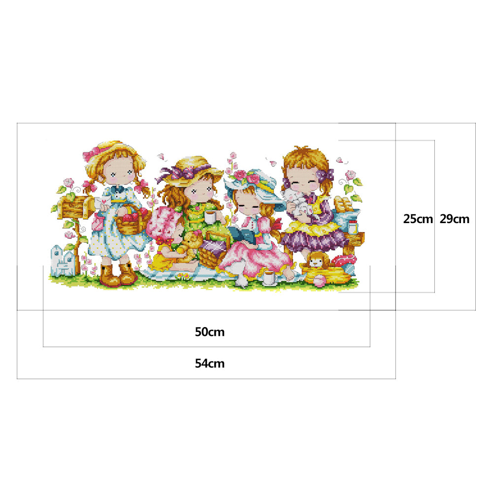Girl- 14CT Stamped Cross Stitch 54*29CM