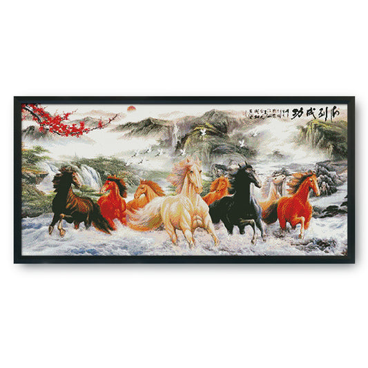 Running Horses - 14CT Stamped Cross Stitch 90 *46CM
