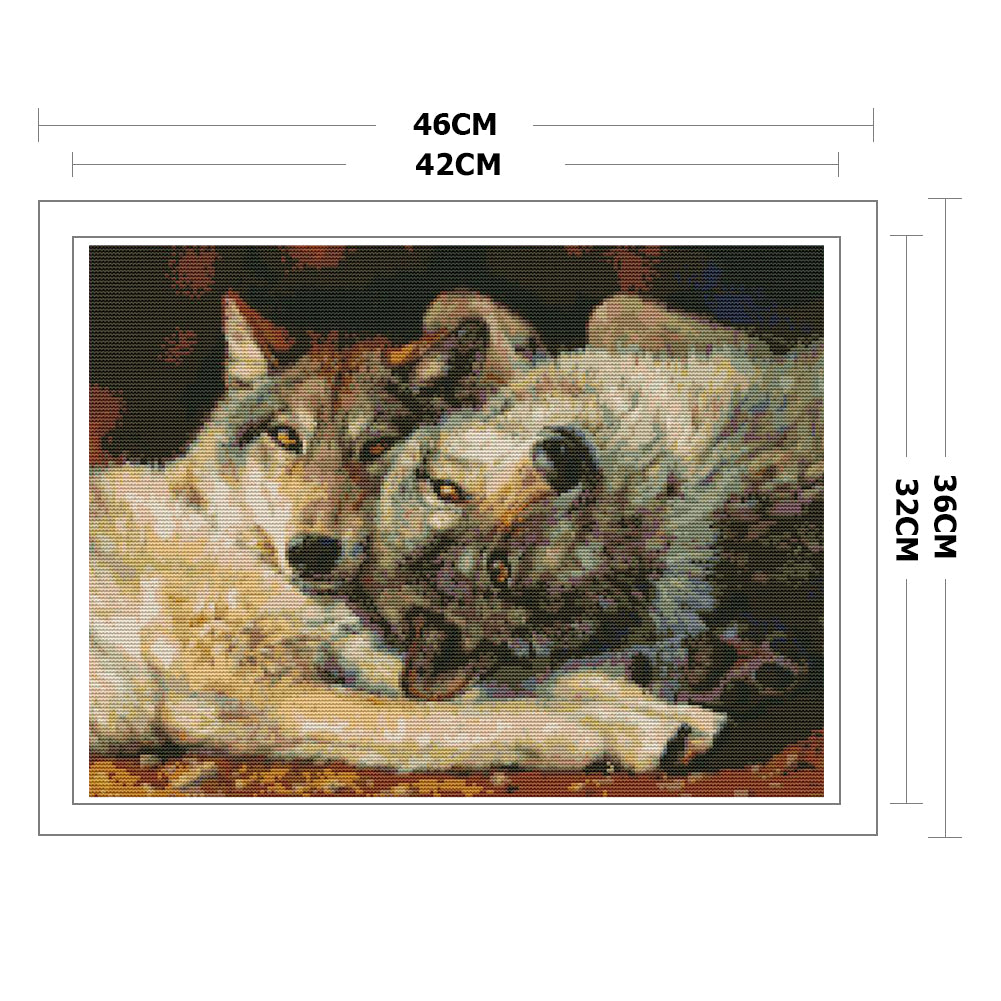 Wolf - 14CT Stamped Cross Stitch 46 *36CM