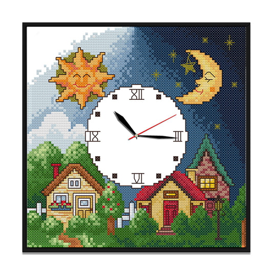 Day Night - 14CT Stamped Cross Stitch 21*21CM
