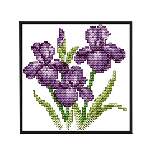 Purple Flower - 14CT Stamped Cross Stitch 17*17CM