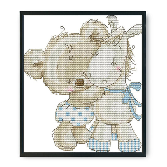 Bear Donkey - 14CT Stamped Cross Stitch 19*19CM