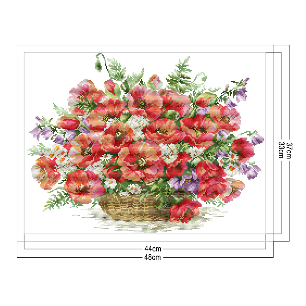 Flowers - 14CT Stamped Cross Stitch 48*37CM