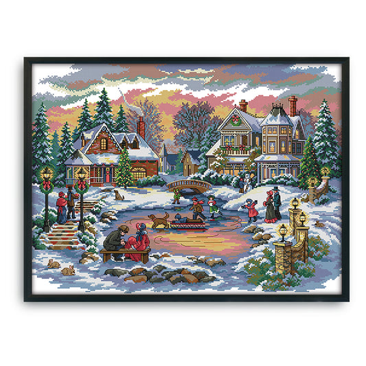 House- 14CT Stamped Cross Stitch 55*43CM