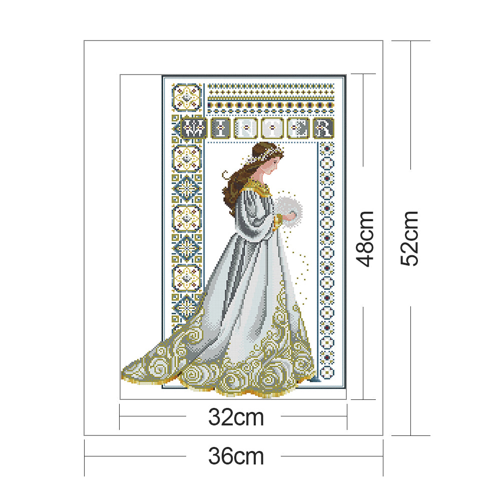 Winter Angel - 14CT Stamped Cross Stitch 36x 52CM