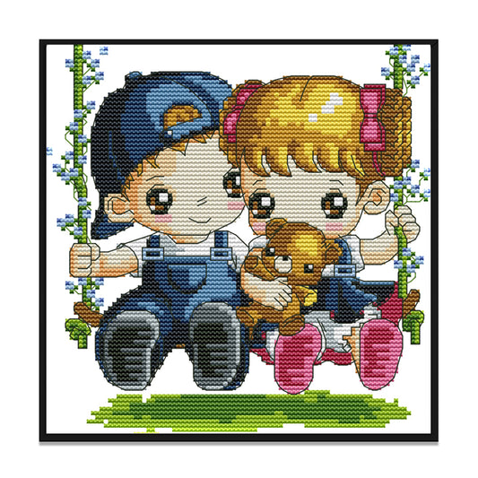 Swing - 14CT Stamped Cross Stitch 22*21CM
