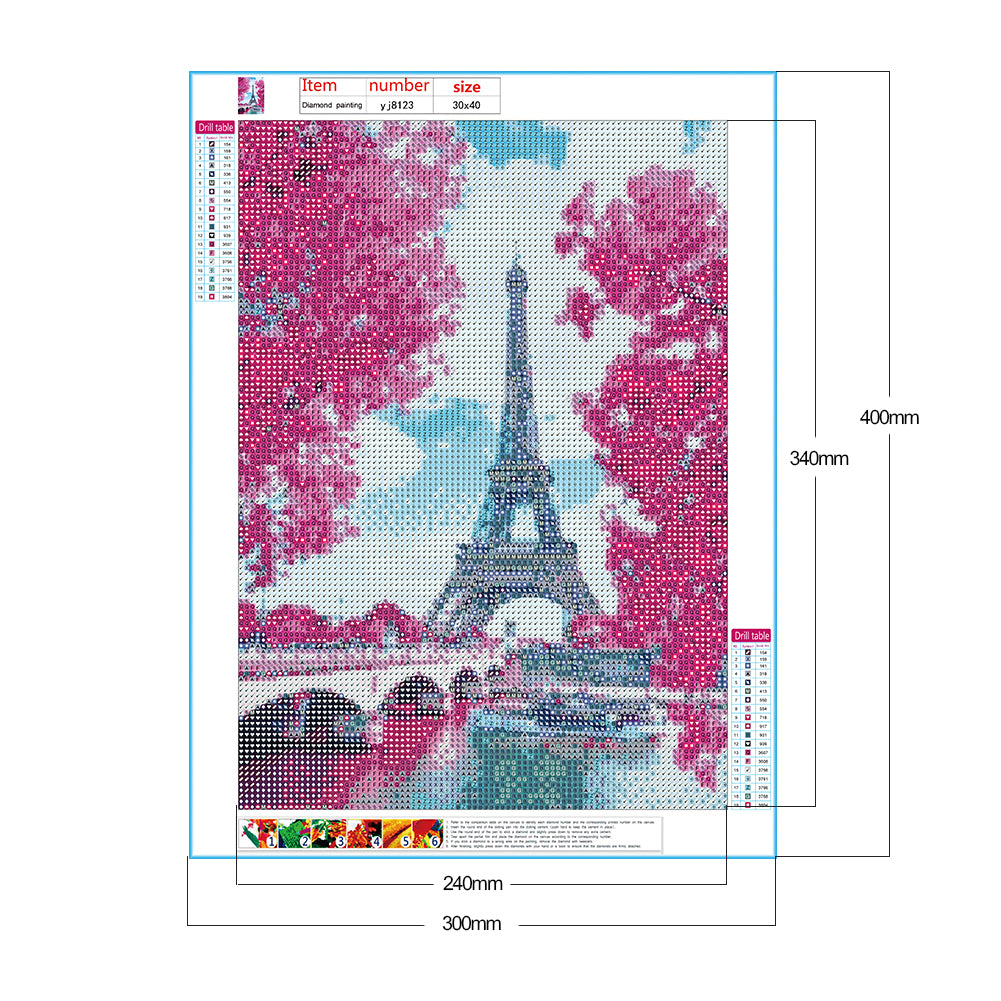 Eiffel Tower - Full Round Drill Diamond Painting 30*40CM