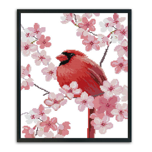 Pink Bird - 14CT Stamped Cross Stitch 31 *35CM