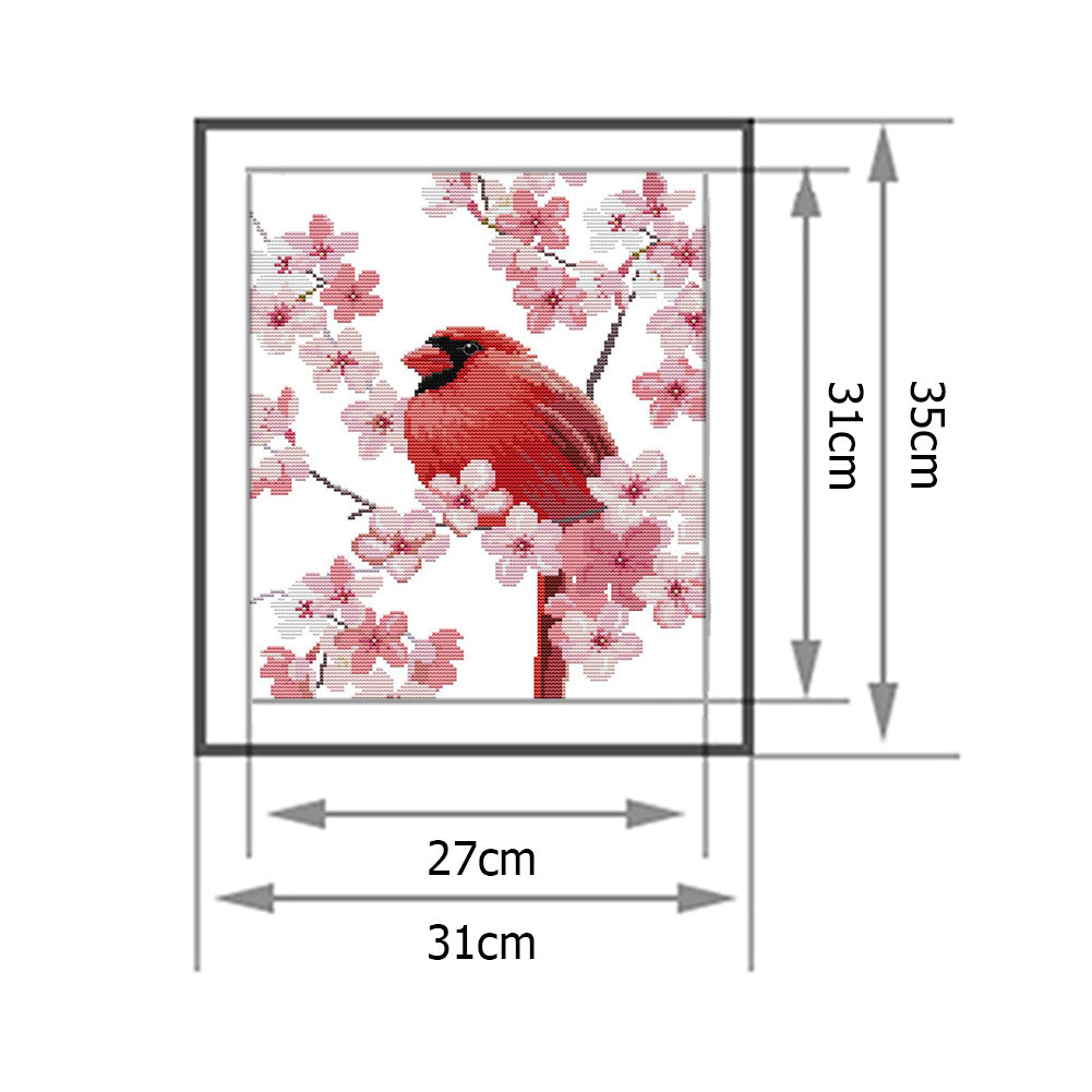 Pink Bird - 14CT Stamped Cross Stitch 31 *35CM