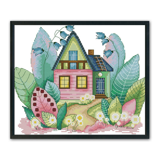 Spring Magic House - 14CT Stamped Cross Stitch 29*26CM